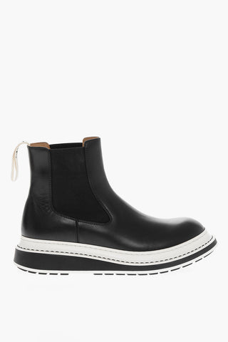 Contrasting Sole Leather Chelsea Booties