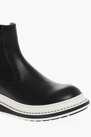 Contrasting Sole Leather Chelsea Booties