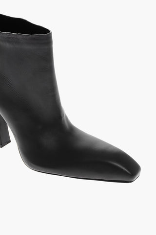 Squared Toe FALKON Leather Booties 10cm