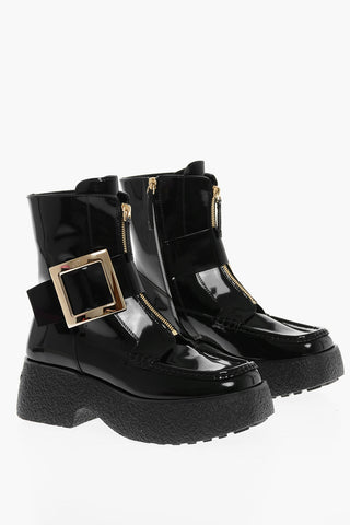 Patent Leather RANGERS Platform Booties with Maxi Buckle
