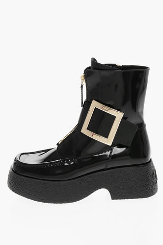 Patent Leather RANGERS Platform Booties with Maxi Buckle
