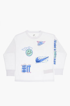 Bedrucktes Rundhals-Langarm-T-Shirt