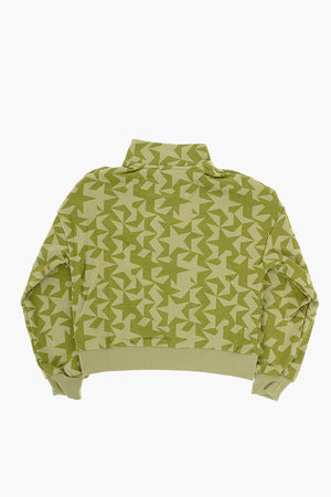 Printed Brushed Cotton Sweatshirt with Half Zip