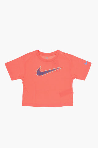 T-Shirt Girocollo in Tinta Unita con Logo Lurex
