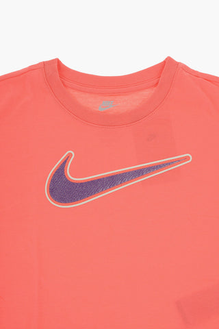 T-Shirt Girocollo in Tinta Unita con Logo Lurex