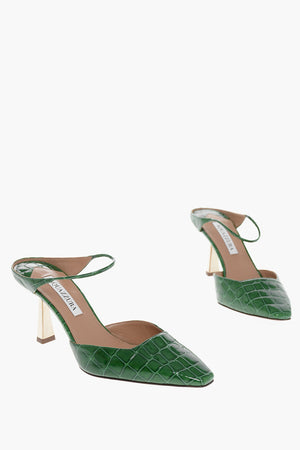 Mules ICONIC in Pelle Goffrata Effetto Coccodrillo 7cm