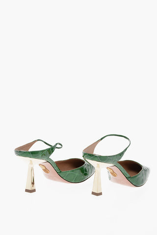 Mules ICONIC in Pelle Goffrata Effetto Coccodrillo 7cm