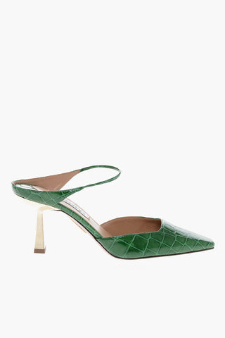 Mules ICONIC in Pelle Goffrata Effetto Coccodrillo 7cm