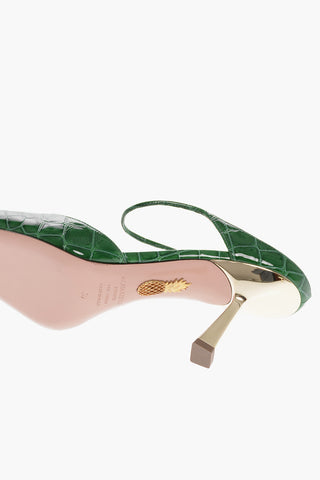 Mules ICONIC in Pelle Goffrata Effetto Coccodrillo 7cm