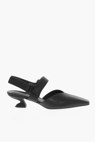 Spool Heel SAGAR Leather Slingbacks 4cm