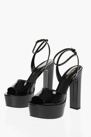 Patent Leather GRUPY Platform Sandals with Ankle Strap 17cm