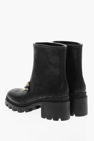 Squared Toe DEMETRA Rubber Booties with Jewely Buckle 7cm