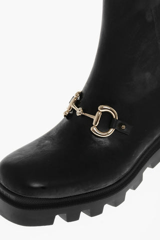 Squared Toe DEMETRA Rubber Booties with Jewely Buckle 7cm