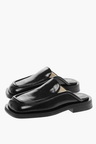 Mules in Pelle Spazzolata con Suola in Cuoio