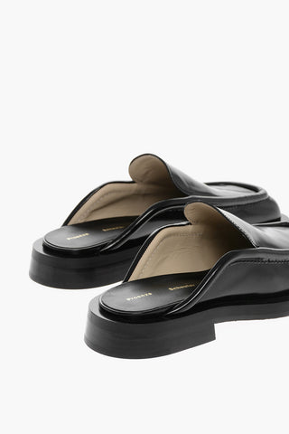 Mules in Pelle Spazzolata con Suola in Cuoio
