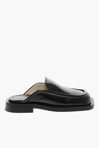 Mules in Pelle Spazzolata con Suola in Cuoio