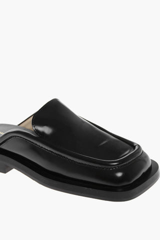 Mules in Pelle Spazzolata con Suola in Cuoio