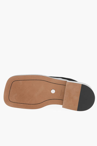 Mules in Pelle Spazzolata con Suola in Cuoio