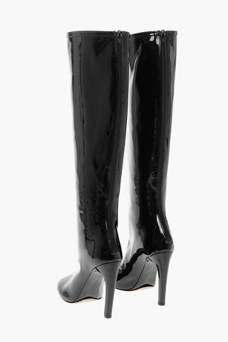Knee-length Patent Leather Boots with Back Full Zip 11cm