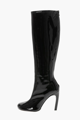Knee-length Patent Leather Boots with Back Full Zip 11cm