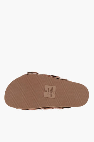 ATELIER Double-buckled PETALS Leather Slippers