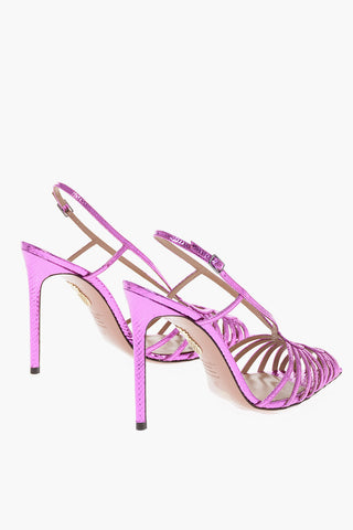 Lamè Leather MISTRESS Slingback Sandals with Stiletto Heel 12cm