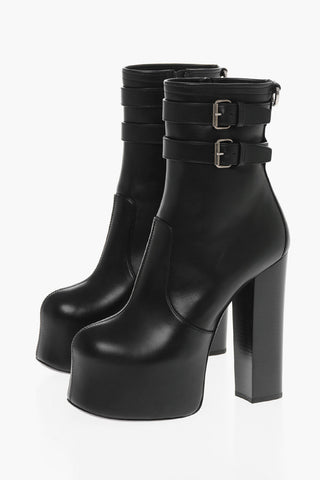 Leather PIUMA Platform Booties with Ankle Straps 17cm