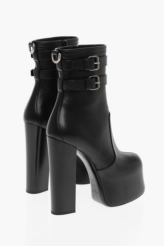 Leather PIUMA Platform Booties with Ankle Straps 17cm