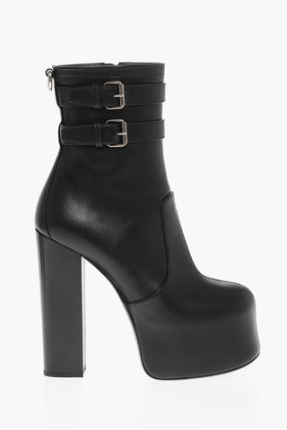 Leather PIUMA Platform Booties with Ankle Straps 17cm