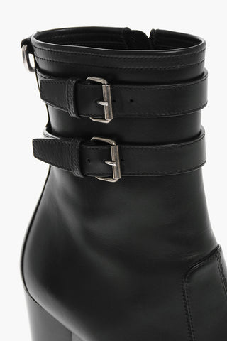 Leather PIUMA Platform Booties with Ankle Straps 17cm