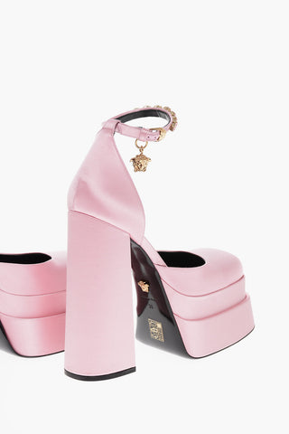 Jewel Strap Satin Platform Pumps 17cm