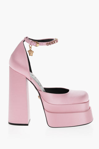 Jewel Strap Satin Platform Pumps 17cm