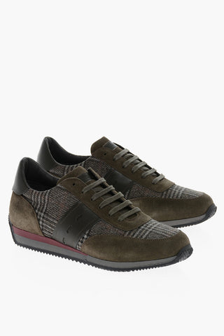 District Check Wool Sneakers with Suede Inserts