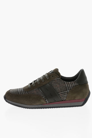 District Check Wool Sneakers with Suede Inserts