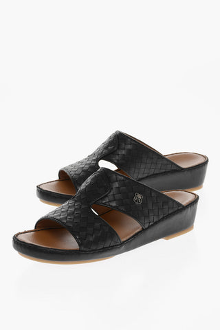 SCIENTIFIC SHOE Woven Leather Sandals with Rubber Sole