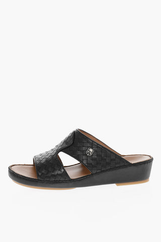 SCIENTIFIC SHOE Woven Leather Sandals with Rubber Sole