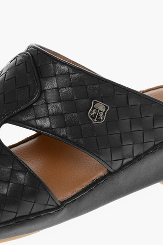 SCIENTIFIC SHOE Woven Leather Sandals with Rubber Sole