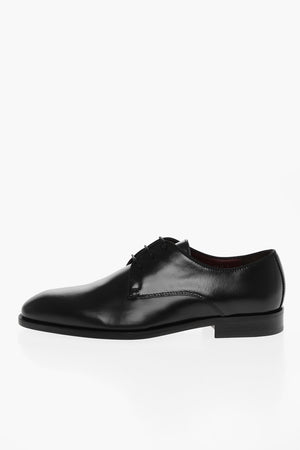 Scarpe Stringate Derby in Pelle con Suola in Cuoio
