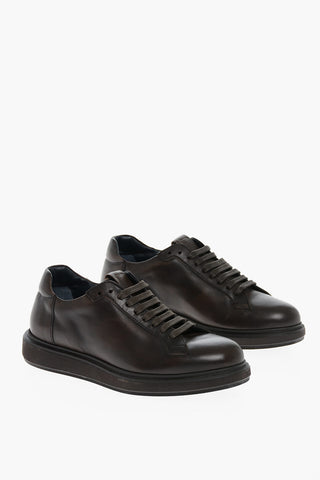 Lace-up Monochrome Leather Sneakers