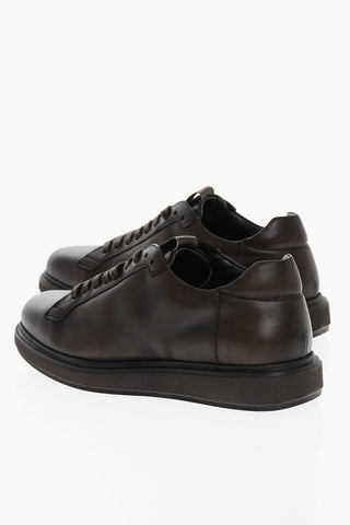 Lace-up Monochrome Leather Sneakers