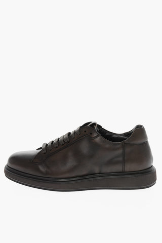 Lace-up Monochrome Leather Sneakers
