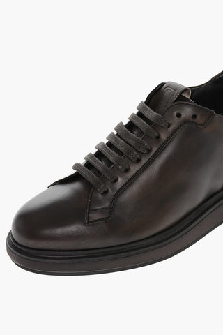 Lace-up Monochrome Leather Sneakers