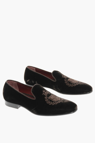 Mocassini in Velour EMBLEM con Logo Ricamato