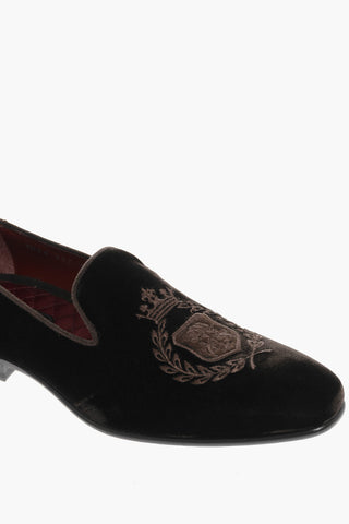 Mocassini in Velour EMBLEM con Logo Ricamato