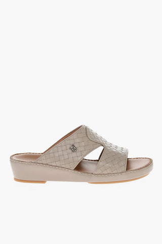 Woven Leather Sandals with Rubber Sole