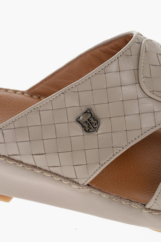 Woven Leather Sandals with Rubber Sole