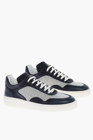 Two Tone Fabric Sneakers with Rubber Sole