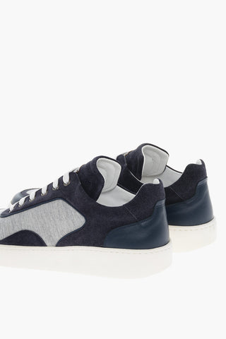 Two Tone Fabric Sneakers with Rubber Sole