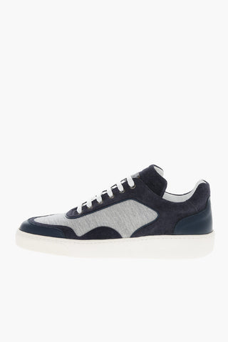 Two Tone Fabric Sneakers with Rubber Sole