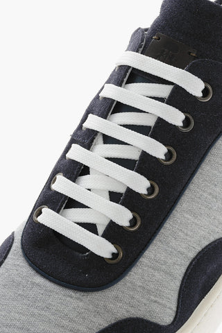 Two Tone Fabric Sneakers with Rubber Sole